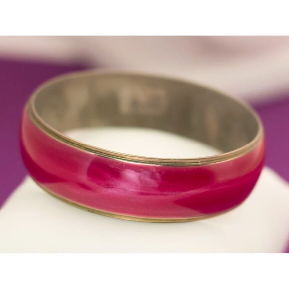 Vintage Boho Pink Bangle Bracelet 7 1/2 Inches - Q14 - Picture 2 of 3
